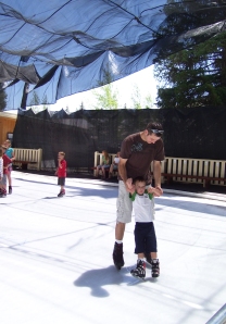 Teaching Jake to ice skate